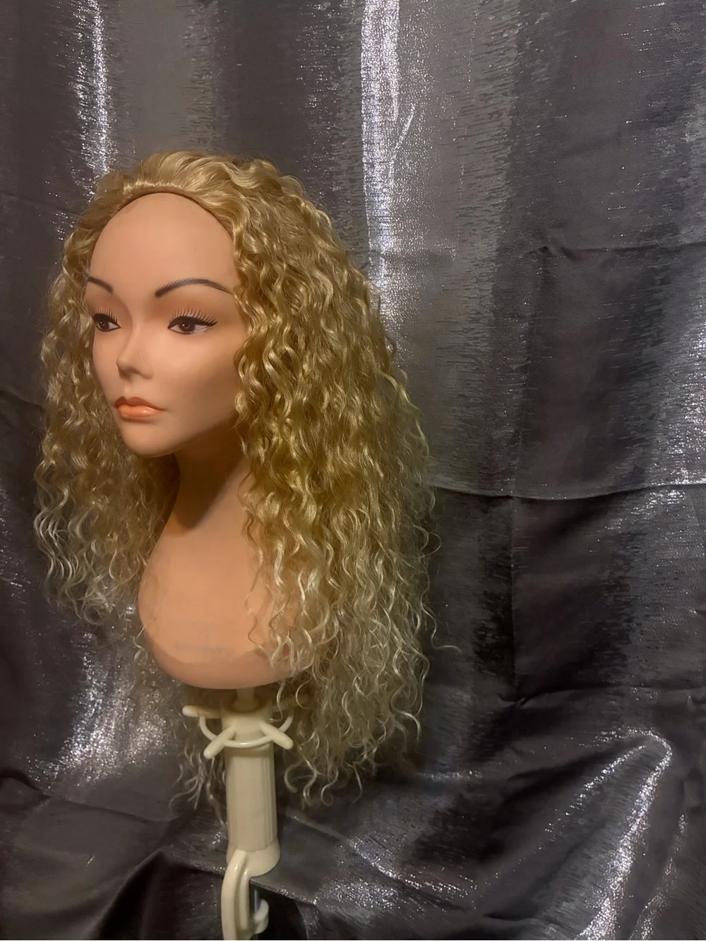 Blonde Curly Long Women's Synthetic half-Wig - Natural Blonde